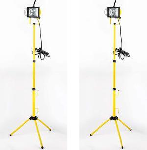 CASE of 2 Sunlite 04372-SU Single-Head Portable Work Light Fixture 500 Watt Halogen Bulb Included, 9000 Lumen Output, Collapsable 6-Foot Tripod, 12-Ft Grounded Cord, High Visibility, UL Listed, Yellow
