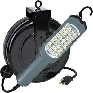 Auto Repair Work Light LED 30 Foot Retractable Cord Reel Alert Stamping 5030AS