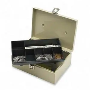Sparco Products 15501 Cash Box, w/ Latch Lock,7 Cmpmnts, 11" x 7-3/4" x 4-3/4", Gray SPR15501