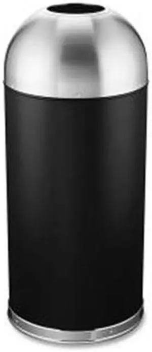 Genuine Joe Trash Receptacle Domed Top 15 Gal. Black/Silver 58896