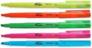 Integra Pen Style Highlighter Chisel Tip 5 Color/ST Fluorescent AST 36180