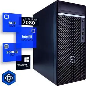 Dell Optiplex 7080 Tower Desktop Computer | Hexa Core Intel i5 (3.4) | 8GB DDR4 RAM | 250GB SSD Solid State | Windows 11 Professional | Home or Office PC Dell Optiplex 7080 Tower Desktop Computer | Hexa Core Intel i5 (3.4) | 8GB DDR4 RAM | 250GB SSD Solid State | Windows 11 Professional | Home or Office PC