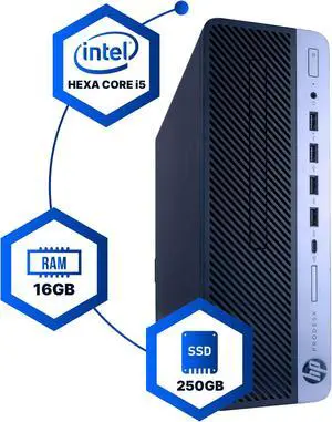 HP ProDesk 600G4 Desktop Computer | Hexa Core Intel i5 (3.2) | 16GB DDR4 RAM | 250GB SSD Solid State | Windows 11 Professional  | Home or Office PC