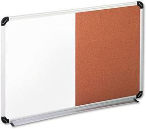Cork/Dry Erase Board, Melamine, 24 X 18, Black/Gray Aluminum/Plastic F