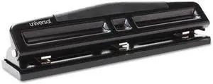 12-Sheet Deluxe Two- And Three-Hole Adjustable Punch, 9/32" Holes, Bla
