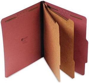 Pressboard Classification Folder, Letter, Six-Section, Red, 10/Box