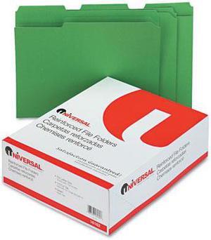 Colored File Folders, 1/3 Cut Assorted, Two-Ply Top Tab, Letter, Green