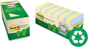Post-it - Greener Recycled Notes - 3 x 3 - Sunwashed Pier - 24 75-Sheet Pads/Pack