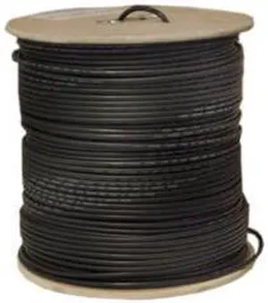 RG58U 20AWG, Solid, Braided Coaxial Cable, Black, 1000 ft, Spool