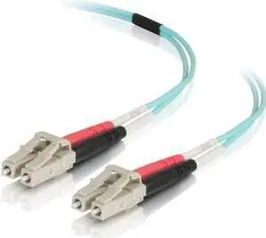 C2G 00997 OM4 Fiber Optic Cable - LC-LC 50/125 Duplex Multimode PVC Fiber Cable, Aqua (3.3 Feet, 1 Meter)