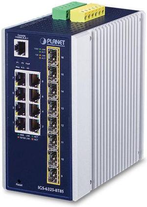 Planet Industrial L3 8-Port 10/100/1000T + 8-Port 1G/2.5G SFP Managed Ethernet