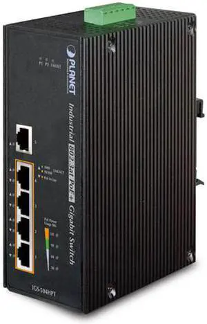 Planet IGS-504HPT Industrial 5-Port Gigabit Switch w/ 4-Port 802.3at PoE+