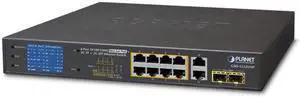 Planet GSD-1222VHP 8-Port 802.3at PoE + 2-Port 10/100/1000T 2-Port SFP Ethernet Switch with PoE LCD Monitor