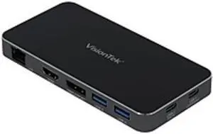 VisionTek VT400 - Dual Display USB-C Docking Station with Power Passthrough - for Notebook - 100 W - USB Type C - 2 Displays Supported - 4K - 3840 x 2160 - 2 x USB 3.0 - 2 x USB Type-A Ports - ...