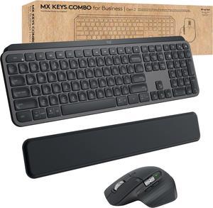 Refurbished Logitech MX Keys Combo for Business Keyboard  Mouse  USB Wireless Bluetooth Keyboard  USB Wireless Bluetooth Mouse  Darkfield  8000 dpi  Righthanded Only  Compatible with PC Mac