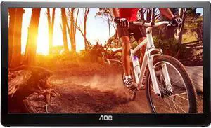 AOC e1659FWU 16" LED USB Powered Portable Monitor with case - Adjustable Monitor Angle - 1366 x 768 - 262,000 Colors - 200 Nit - 500:1 - HD - USB - 8 W - Glossy Piano Black - ENERGY STAR 6.0, ...