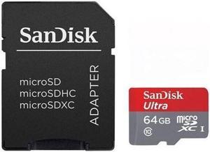 Sandisk SDSQUB3-064G-ANCMA Ultra Plus MicroSDHC Flash Memory Card with Adapter - 64 Gigabytes - Class 10 - V10 - SDHC Card Slot - 130MB/s Read Speed