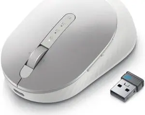 Dell MS7421W Premier Rechargeable Wireless Mouse - 2.4 GHz - Bluetooth 5.0 - Optical - 7 Buttons - 4 DPI Levels - Rechargeable Battery - Swift Pair - Platinum Silver