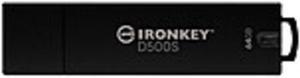 IronKey D500S 64GB USB 3.2 (Gen 1) Type A Flash Drive - 64 GB - USB 3.2 (Gen 1) Type A - 260 MB/s Read Speed - 190 MB/s Write Speed - XTS-AES, 256-bit AES - TAA Compliant