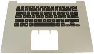 Dell PW8XF Laptop Keyboard Assembly - Silver - 80 Keys - US English - QWERTY - Palmrest - Power Button - Trackpad Not Included - Non-Backlit