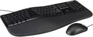 Microsoft RJU-00001 Ergonomic Wired Keyboard and Mouse - Black - Full Size - USB - Mechanical - Model 1878