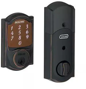 Schlage BE479-CAM-716 Aged Bronze Steel Electronic Deadbolt Doorlock - Touchscreen