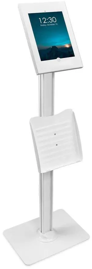 Mount-it MI-3770W_G10 Anti-theft Lockable Tablet Kiosk Floor Stand - White - Document Holder