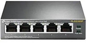 TP-Link 5-Port Gigabit Desktop Switch with 4-Port PoE - 5 Ports - 2 Layer Supported - Twisted Pair - Desktop