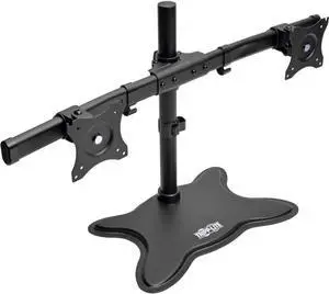 Tripp Lite Dual-Monitor TV Desktop Monitor Mount Stand Full Motion 13"- 27" - Up to 27" Screen Support - 52 lb Load Capacity - 46" Height x 80.5" Width x 25.4" Depth - Desktop - Steel - Black