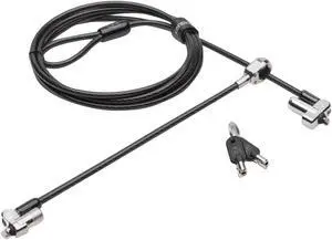 Kensington N17 Keyed Dual Head Laptop Lock for Dell Devices - Black - Carbon Steel - 6 ft - For Notebook, Tablet