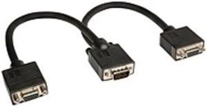 Tripp Lite P516-001 VGA/XVGA Monitor Y Splitter Cable - 2 x 15-pin HD-15 Female, 1 x 15-pin HD-15 Male - Black