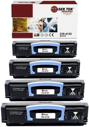 Laser Tek Services Compatible Toner Cartridge Replacement for Dell 330-4130 330-4131 Works with Dell Laser 2230 2230D Printers (Black, 4 Pack) - 3,500 Pages