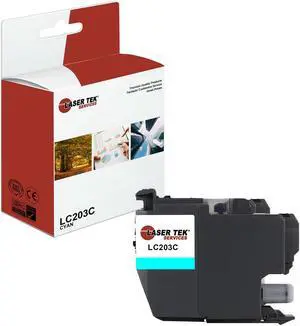 Laser Tek Services Compatible Ink Cartridge Replacement for Brother LC-203 LC203C Works with Brother MFCJ480DW J485DW Printers (Cyan, 1 Pack) - 550 Pages