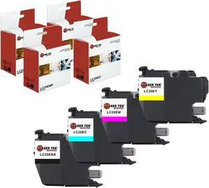 Laser Tek Services Compatible High Yield Ink Cartridge Replacement for Brother LC-20E LC20EBK LC20EC LC20EM LC20EY Works with Brother MFCJ5920DW J985DW Printers (Black, Cyan, Magenta, Yellow, 4 Pack)