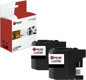 Laser Tek Services Compatible High Yield Ink Cartridge Replacement for Brother LC-207 LC207BK Works with Brother MFCJ4320DW J4420DW Printers (Black, 2 Pack) - 1,200 Pages