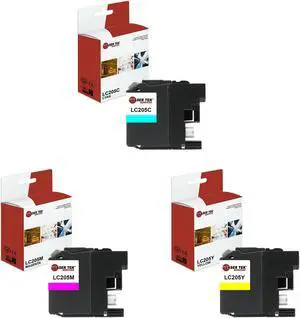 Laser Tek Services Compatible High Yield Ink Cartridge Replacement for Brother LC-205 LC205C LC205M LC205Y Works with Brother MFCJ4320DW J4420DW Printers (Cyan, Magenta, Yellow, 3 Pack)