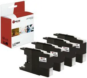 4Pk LTS LC-75 Black Compatible for Brother MFCJ6510DW J6710DW Ink Cartridge