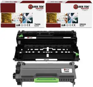 Laser Tek Services Compatible Toner Cartridge and Drum Unit Replacement for Brother TN-890 DR-820 Works with Brother HLL6400DW L6400DWT, MFCL6900DW Printers (2 TN890, 1 DR820) - 3 Pack