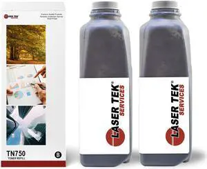 Laser Tek Services Compatible Toner Refill Kit Replacement for Brother TN750 TN-750 Works with Brother DCP-8110DN, HL-5470DWT 6180DWT, MFC-8510DN Printers (Black, 2 Pack) - 8,000 Pages