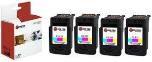 Laser Tek Services Compatible High Yield Ink Cartridge Replacement for Canon CL-211 CL211 Works with Canon Pixma iP2700 iP2702, MP240 MP280, MX320 Printers (Multicolored, 4 Pack) - 350 Pages