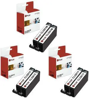 Laser Tek Services Compatible High Yield Ink Cartridge Replacement for Canon CLI-281 CLI281C CLI281M CLI281Y Works with Canon Pixma TR7520 TR8520 TS6120 Printers (Cyan, Magenta, Yellow, 6 Pack)