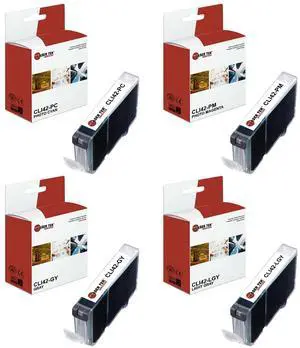 Laser Tek Services Compatible High Yield Ink Cartridge Replacement for Canon CLI-42 Works with Canon Pixma PRO-100 Printers (Photo Cyan, Photo Magenta, Grey, Light Grey, 4 Pack)