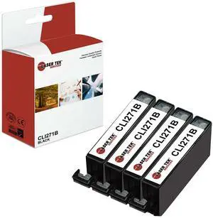 Laser Tek Services Compatible High Yield Ink Cartridge Replacement for Canon CLI-271 CLI271B Works with Canon Pixma MG5720 MG5721, TS5020 TS6020 Printers (Black, 4 Pack) - 665 Pages
