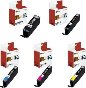 5Pk LTS PGI-250 CLI-251 PGBK/B/C/M/Y HY Compatible for Canon Pixma MG5420 Ink