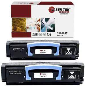 Laser Tek Services Compatible Toner Cartridge Replacement for Dell 3335 3308987 Works with Dell 3333 3333DN 3335 3335DN Printers (Black, 2 Pack) - 14,000 Pages