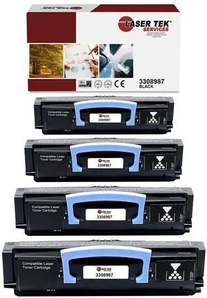 Laser Tek Services Compatible Toner Cartridge Replacement for Dell 3335 3308987 Works with Dell 3333 3333DN 3335 3335DN Printers (Black, 4 Pack) - 14,000 Pages