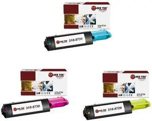 Laser Tek Services Compatible Toner Cartridge Replacement for Dell 310-5731 310-5730 310-5729 Works with Dell Color Laser 3000 3000cn 3100 3100cn Printers (Cyan, Magenta, Yellow, 3 Pack)