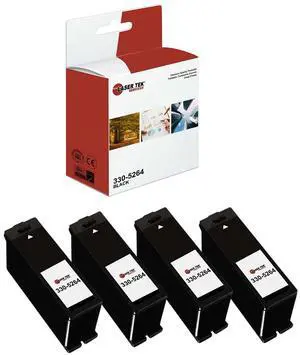 Laser Tek Services Compatible High Yield Ink Cartridge Replacement for Dell Series 21 22 23 24 330-5264 Works with Dell P713w V715w Printers (Black, 4 Pack) - 600 Pages