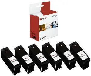 Laser Tek Services Compatible High Yield Ink Cartridge Replacement for Dell Series 21 22 23 24 330-5264 Works with Dell P713w V715w Printers (Black, 6 Pack) - 600 Pages