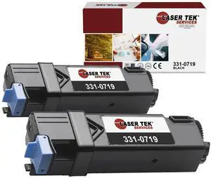 Laser Tek Services Compatible Toner Cartridge Replacement for Dell 331-0719 Works with Dell 2150 2150CDN 2150CN 2155 2155CDN 2155CN Printers (Black, 2 Pack) - 3,000 Pages